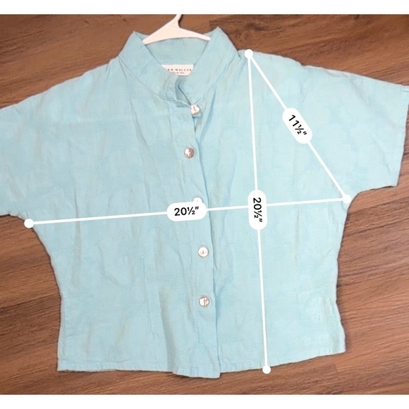 Bryn Walker Womens Blue Cotton Floral Jacquard Boxy Button Up Blouse Size M - Picture 6 of 6